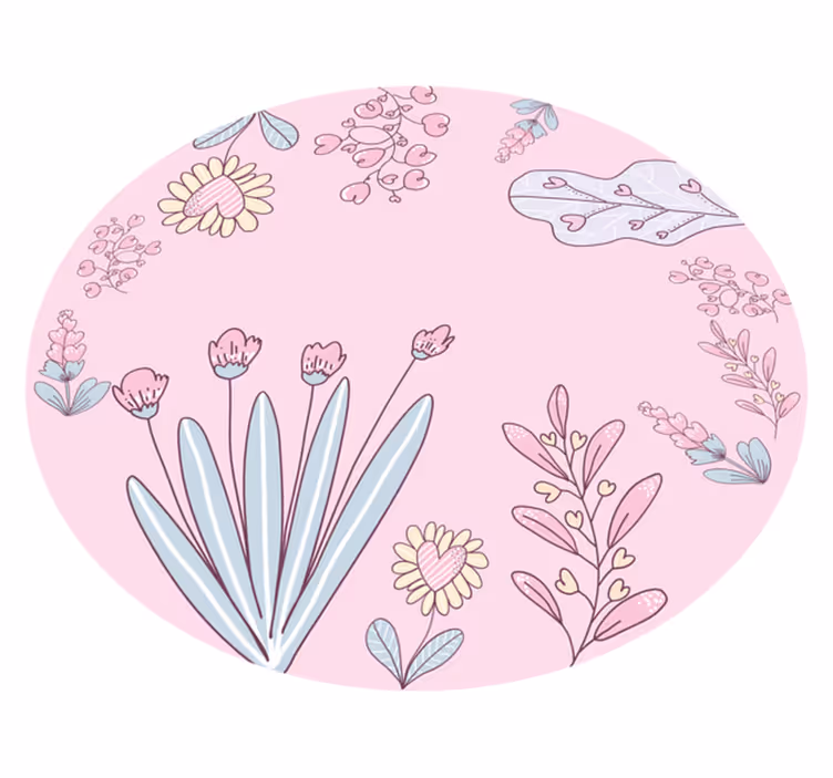 Delicate flower frame floral rug - TenStickers