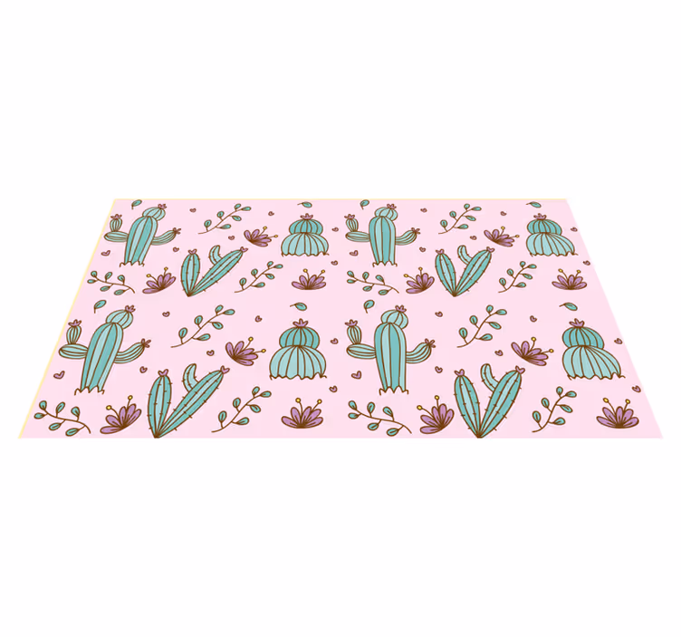 Cactus and flowers pattern floral rug - TenStickers