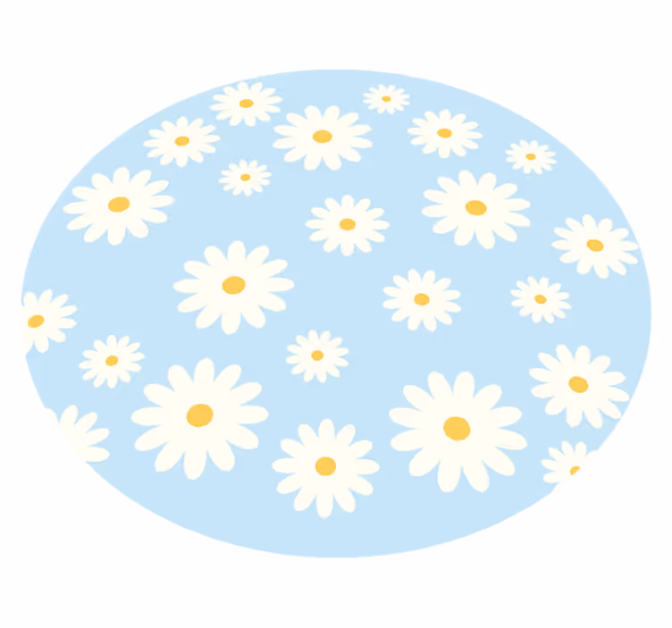 White daisies on light blue background rug - TenStickers