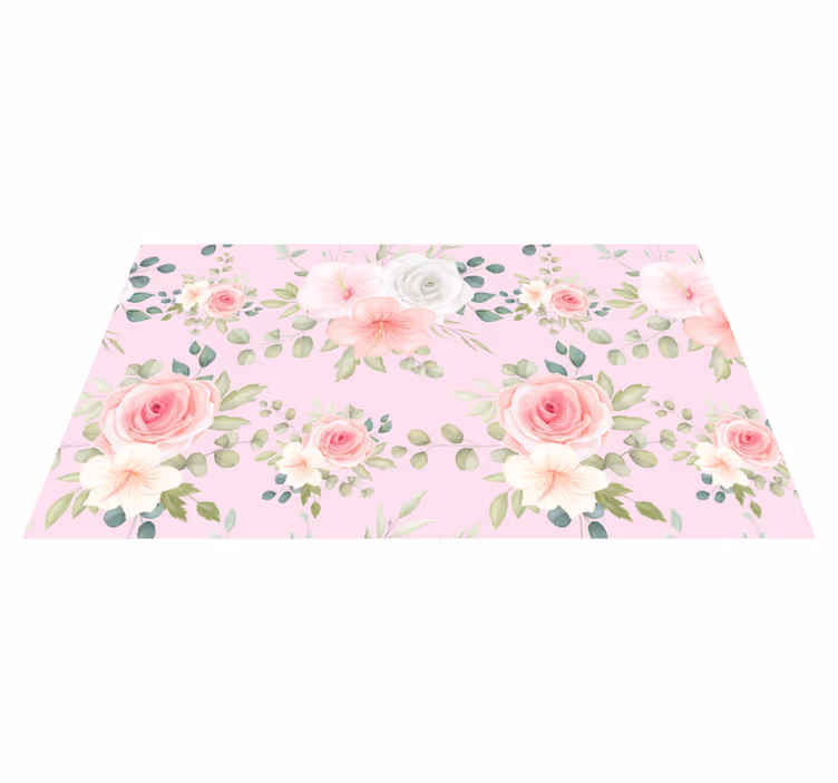 Elegant roses pattern in pink floral rug - TenStickers