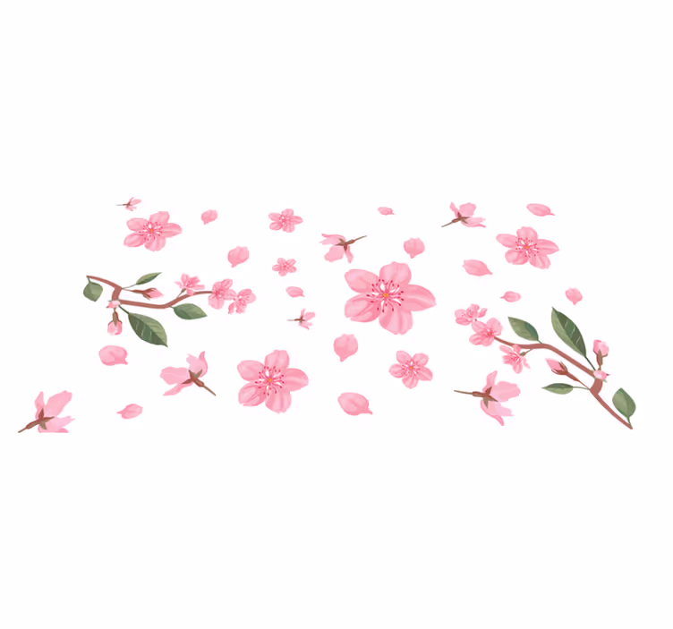 Pink Blossom Motif flower vinyl rug - TenStickers