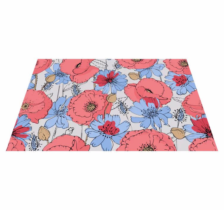 Lively botanical print flower vinyl rug - TenStickers