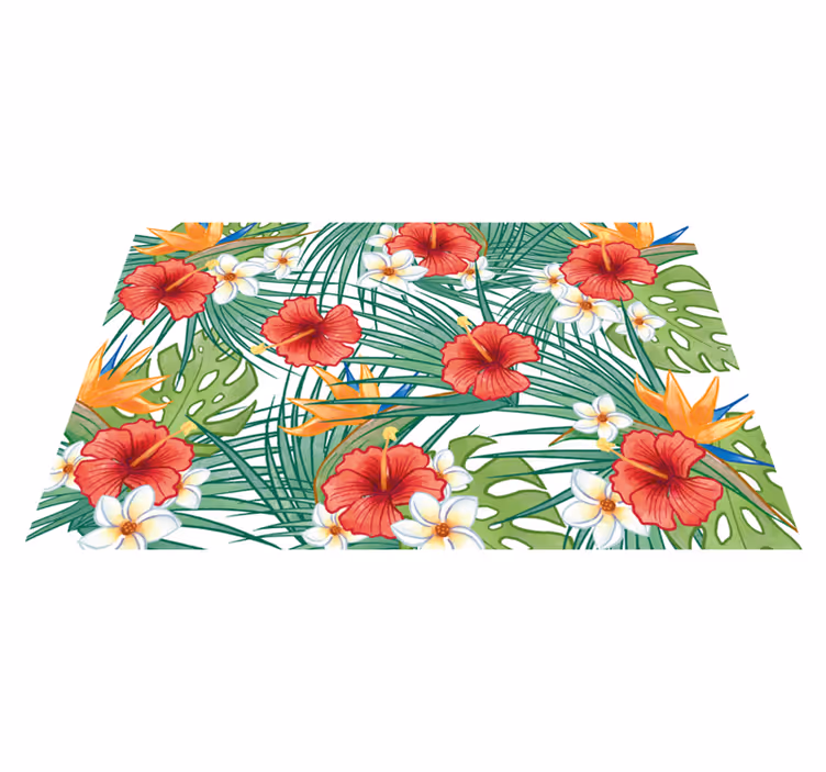 Tropical Floral Theme flower vinyl rug - TenStickers