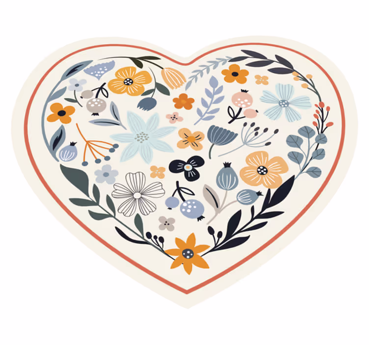 Heart Floral Arrangement flower vinyl rug - TenStickers