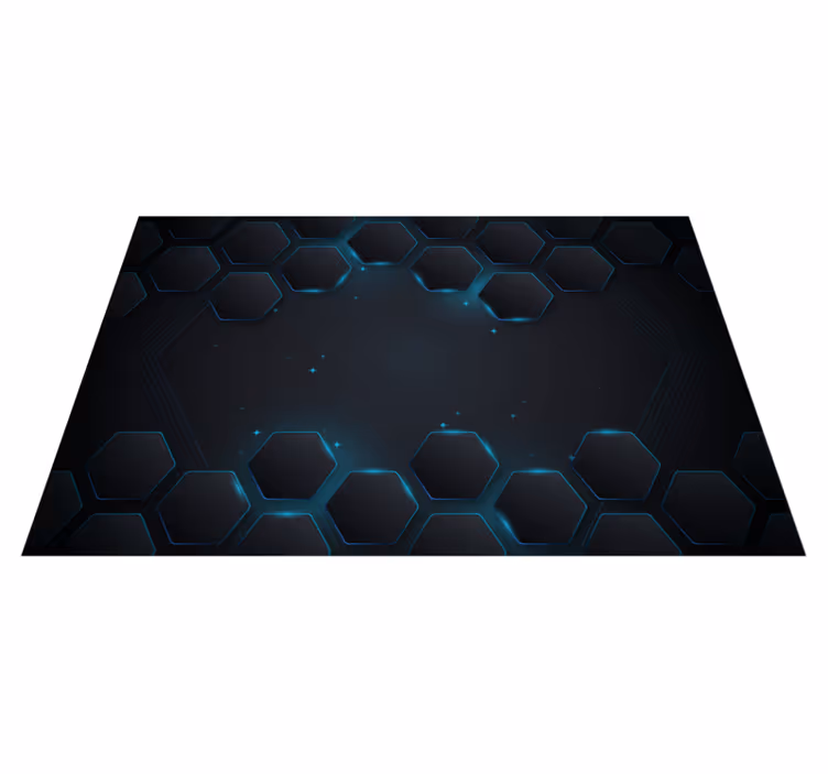 Blue hexagonal layout geometric vinyl rug - TenStickers