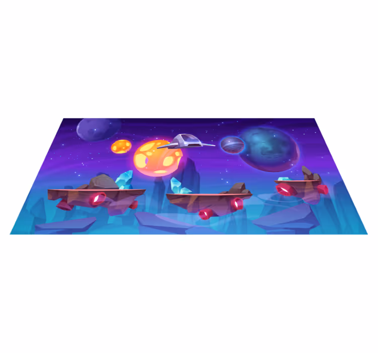 Cartoon spaceshuttle in space star vinyl rug - TenStickers