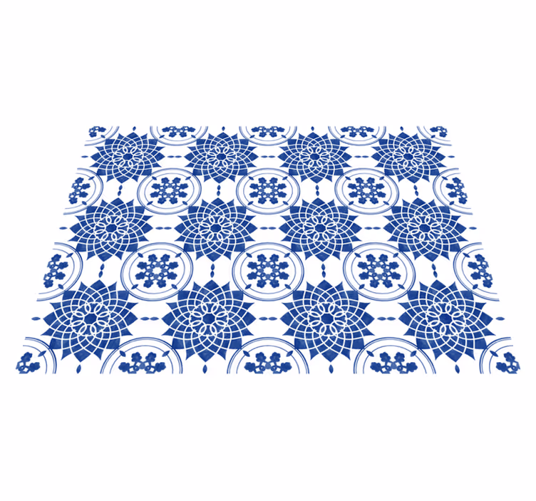 Intricate Blue Motifs mandala vinyl rug - TenStickers
