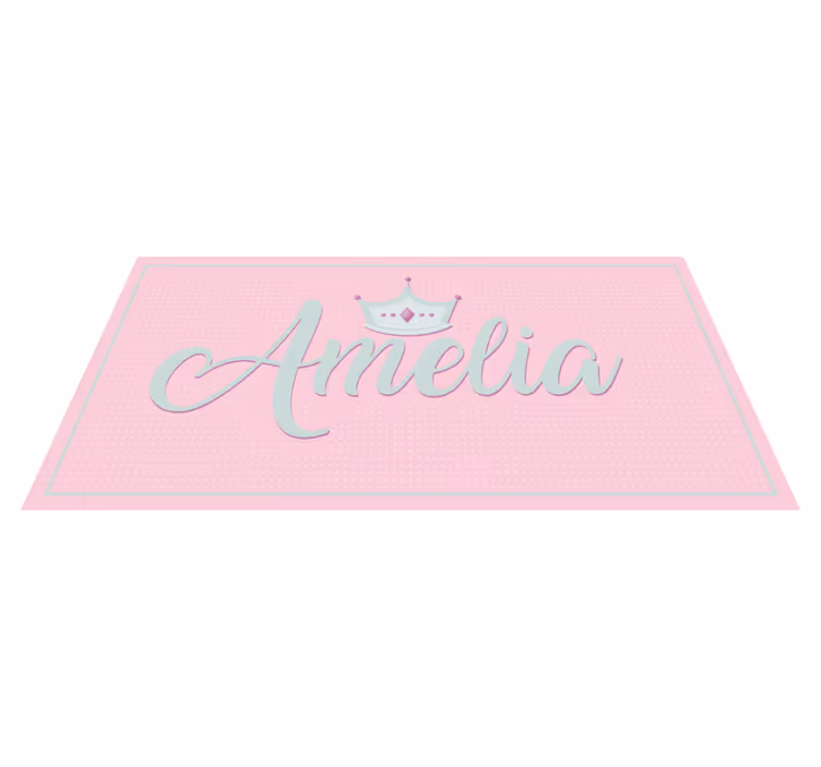 Crowned pink name custom vinyl rug - TenStickers
