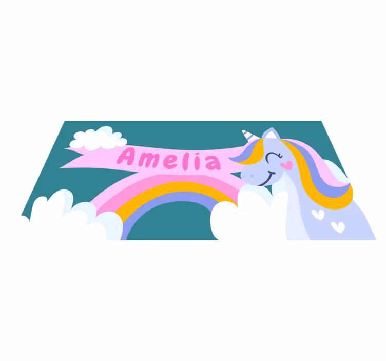Rainbow unicorn costum vinyl rug - TenStickers