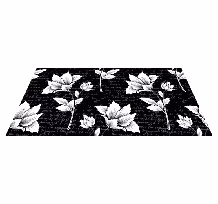 Graceful Botanical Element flower vinyl rug - TenStickers