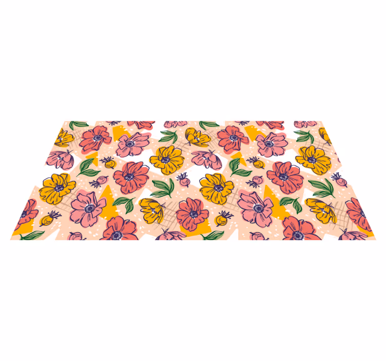 Flower vinyl rug with vibrant floral designs - TenStickers