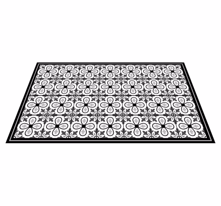 Black and white tiles kitchen floor tiles - TenStickers
