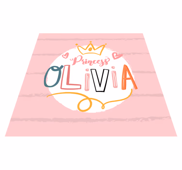 Crowned princess with name vinyl rug - TenStickers