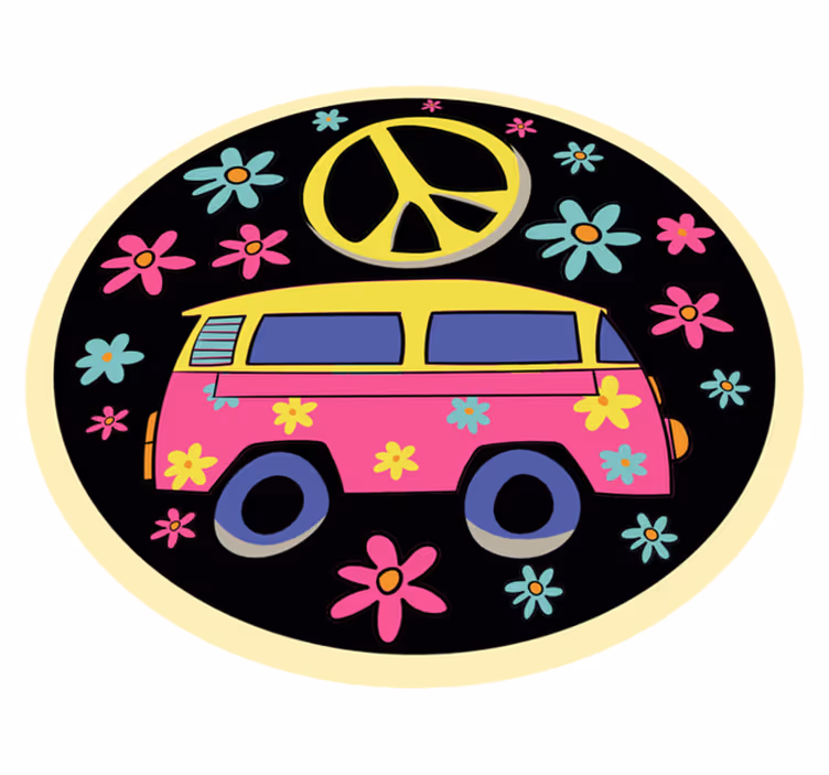 Minibus with peace sign vintage rug - TenStickers