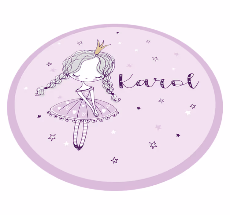 Princess with two braids  personalised mat - TenStickers