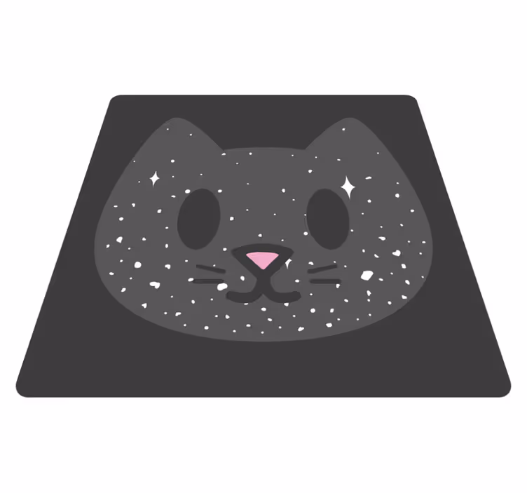 Grey cat face with a pink nose square vinyl rug - TenStickers