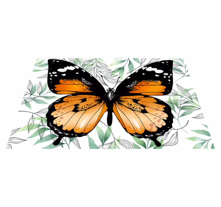 Orange butterfly rectangular rug - TenStickers