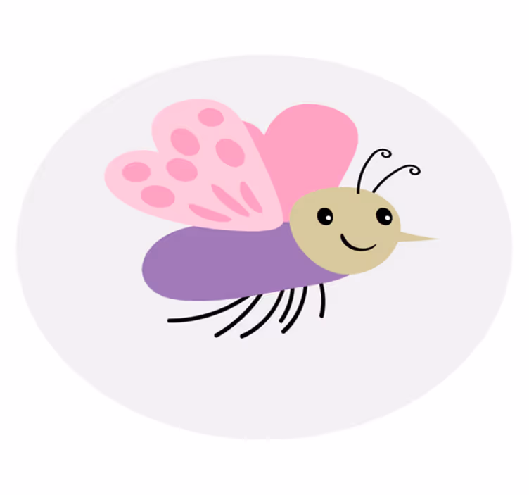 Cute Butterfly Character kids vinyl rug - TenStickers