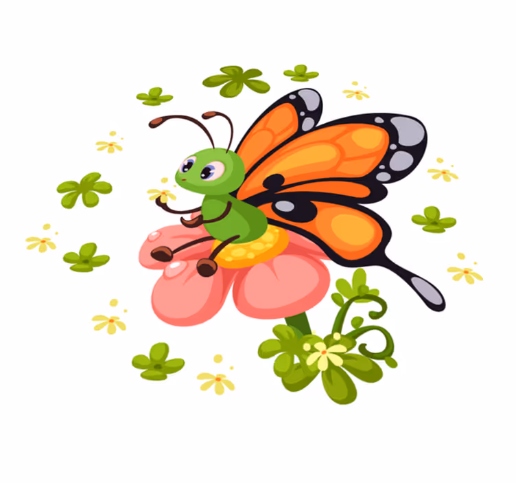 Colorful Butterfly Joy kids vinyl rug - TenStickers