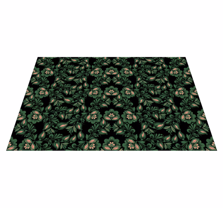 Botanical Greenery Motif flower vinyl rug - TenStickers