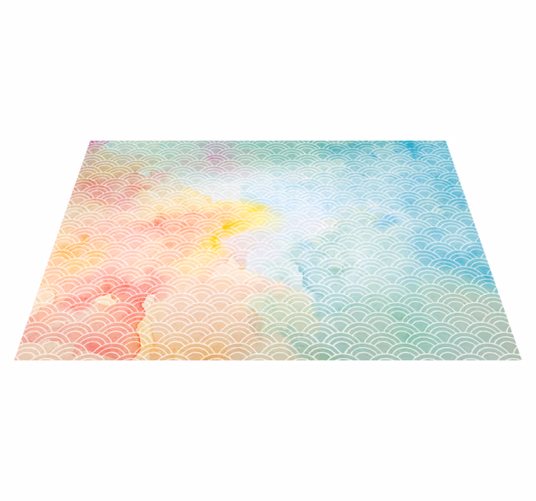 Pastel Wave Motif geometric vinyl rug - TenStickers