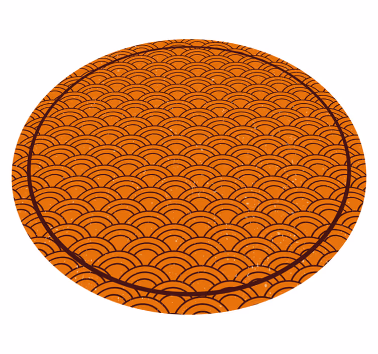 Orange Wave Pattern circular vinyl rug - TenStickers