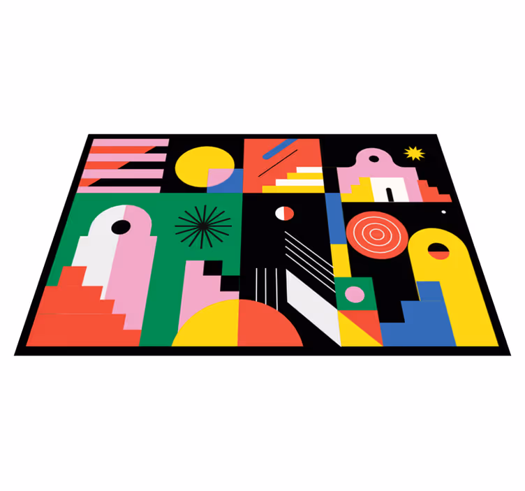 Bold modern shapes geometric vinyl rug - TenStickers