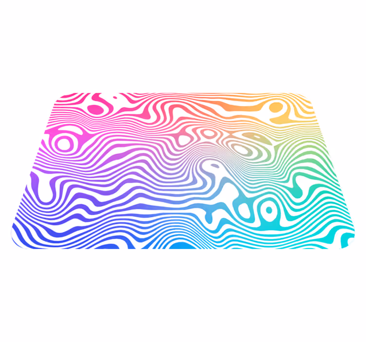 Minimal colorful curvy lines pattern rug - TenStickers