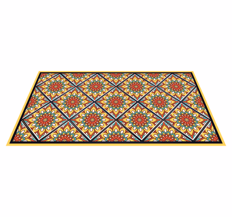 Ethnic yellow motive pattern floor rug - TenStickers