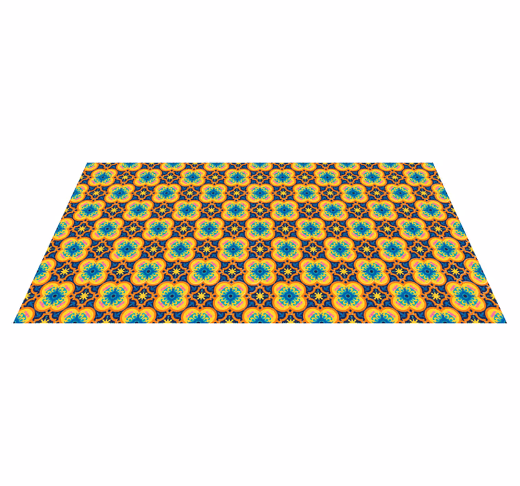 Lively Floral Illustration living room vinyl rug - TenStickers