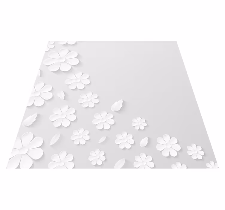 White Floral Pattern flower vinyl rug - TenStickers