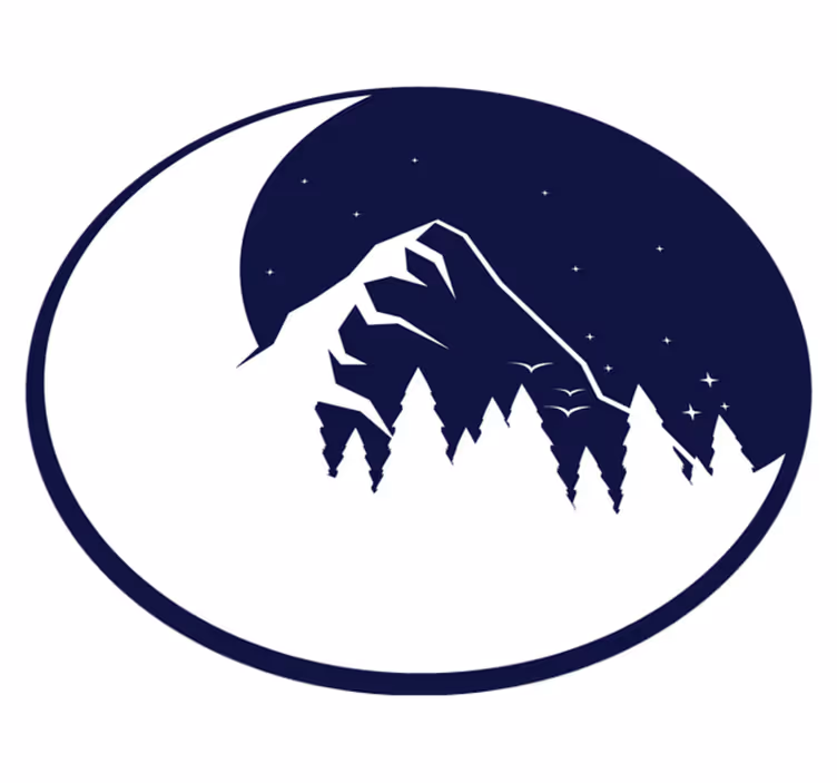 Cute silhouette of forest and moon modern rug - TenStickers