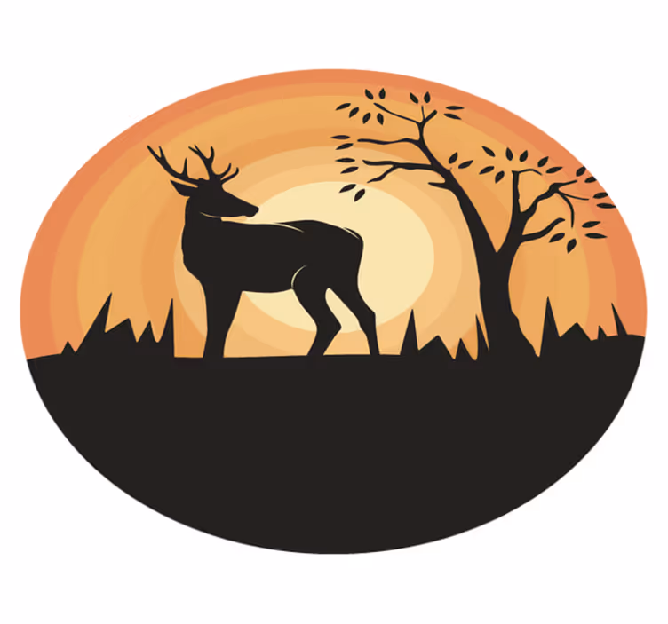 Retro serene deer silhouette vintage vinyl rug - TenStickers