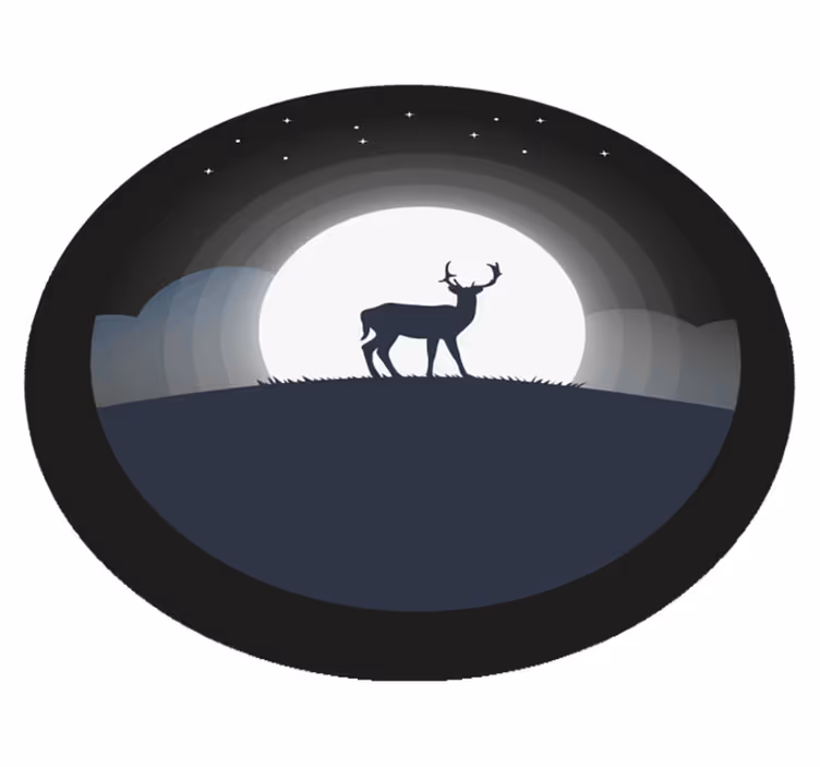 Stag Under Moon circular vinyl rug - TenStickers