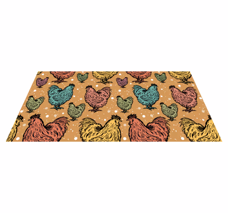 Roosters colorful chicken pattern animal rug - TenStickers