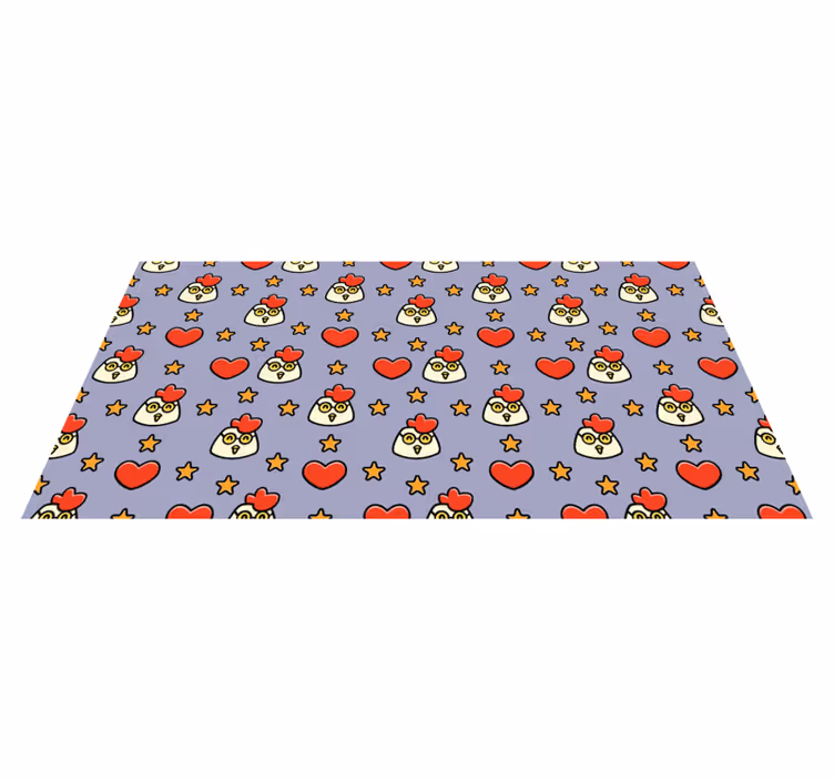 Charming Chicken Hearts animal vinyl rug - TenStickers