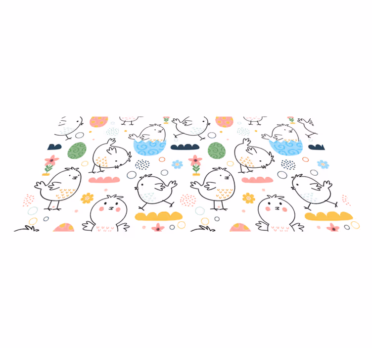 Charming Chickens Pattern kids vinyl rug - TenStickers