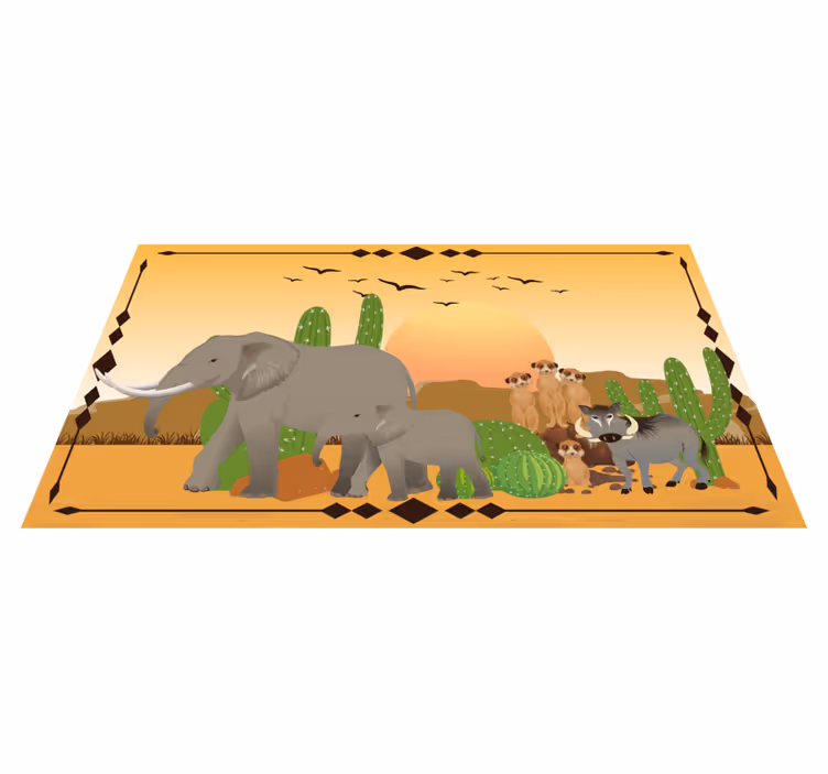 Twilight elephant expedition nature vinyl rug - TenStickers