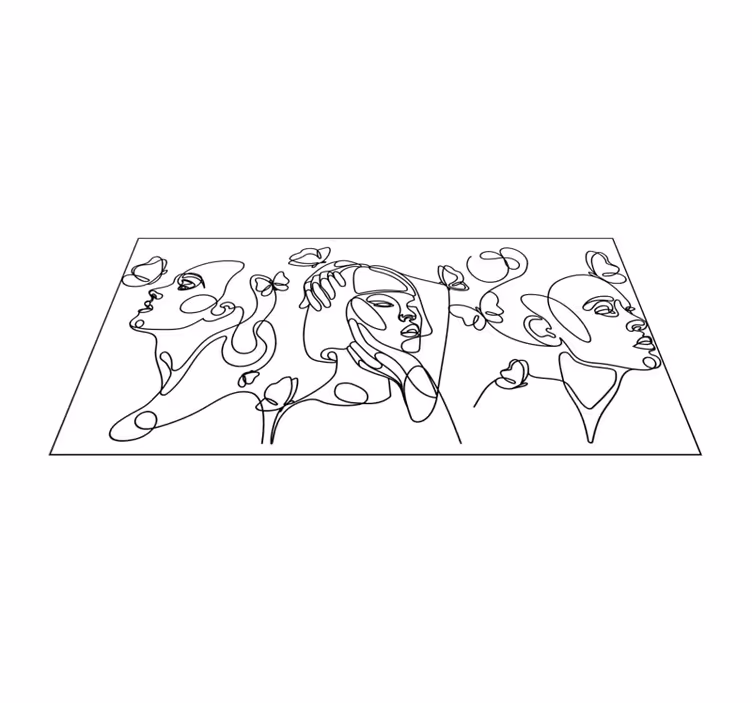 Outlime art faces modern vinyl rug - TenStickers