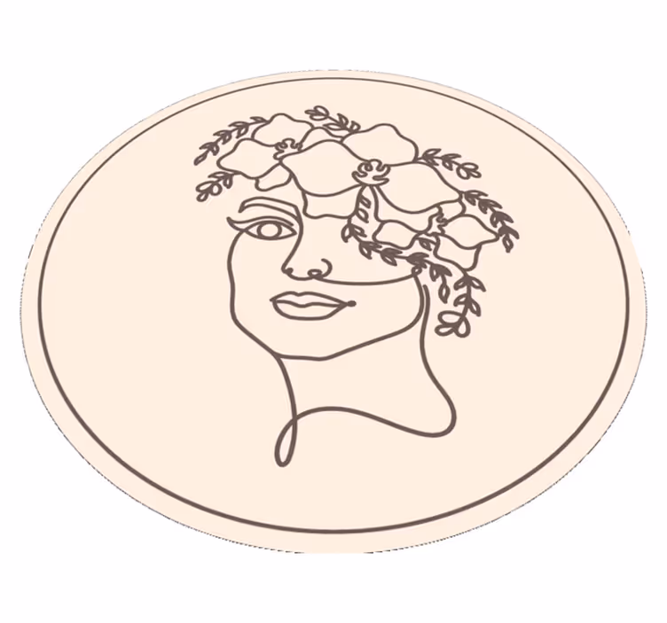 Silhouette minimalist cute woman flora rug - TenStickers