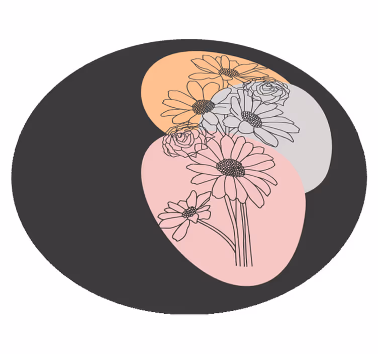 Circle composition flower vinyl rug - TenStickers