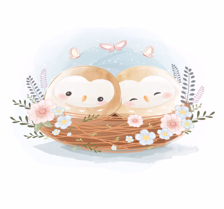 Couple owl nest bedroom vinyl rug - TenStickers