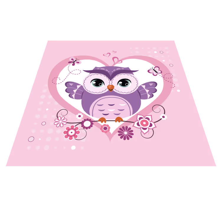 CUTE OWL HEART kids vinyl rug - TenStickers