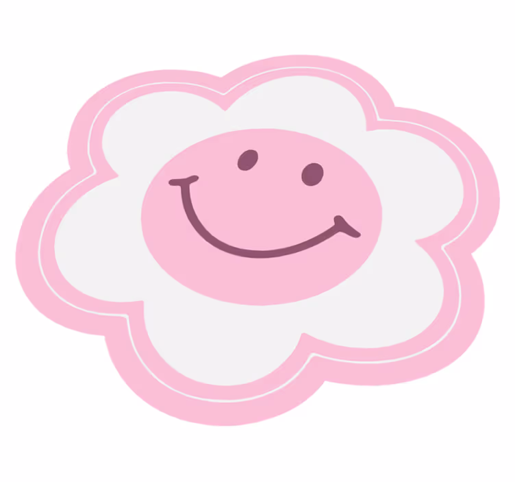 Flower pink and white smiley face bedroom rug - TenStickers