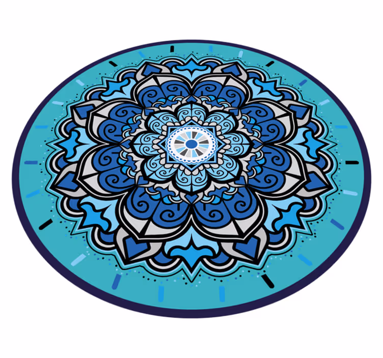 Intricate Blue Mandala circular vinyl rug - TenStickers