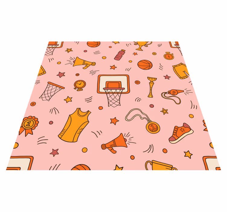 Pink cartoon basketball pattern hallway runners - TenStickers