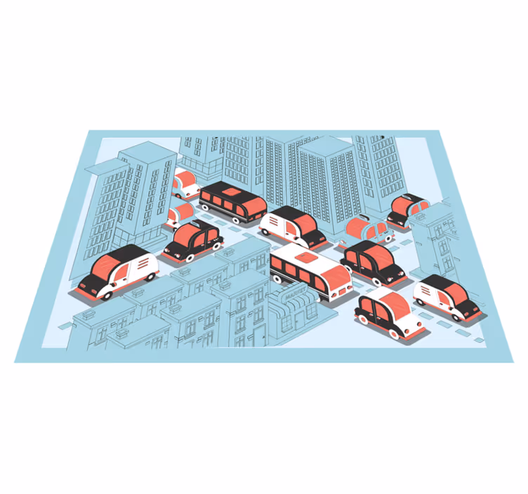City Traffic Scene road vinyl rug - TenStickers