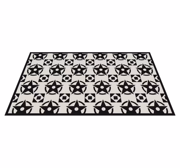 White background with black star tile carpet - TenStickers
