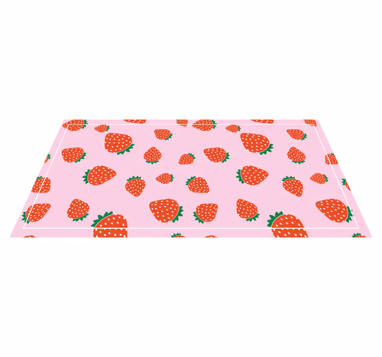 Pink strawberry motif flower vinyl rug - TenStickers