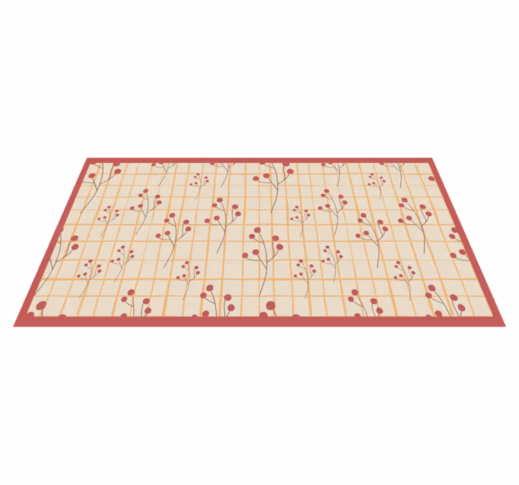 Squarred grid pattern flower vinyl rug - TenStickers